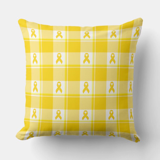 Childhood Cancer Awareness Plaid Gold Ribbon Kussen (Voorkant)