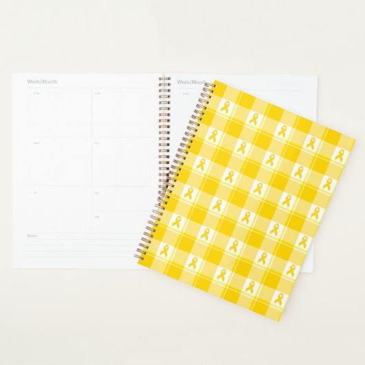 Childhood Cancer Awareness Plaid Gold Ribbon Planner (Display)