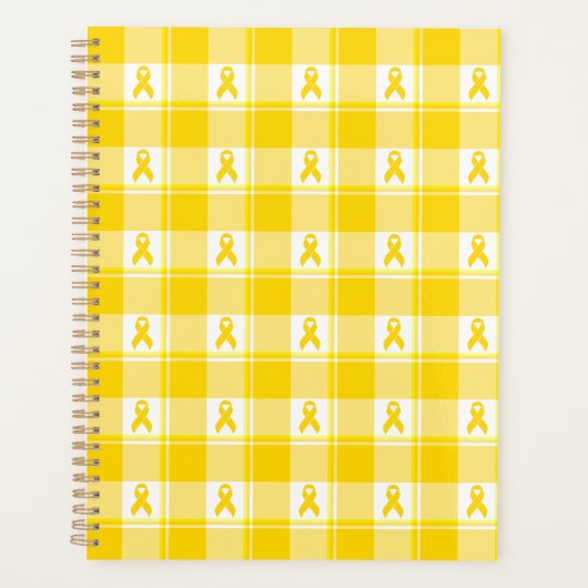 Childhood Cancer Awareness Plaid Gold Ribbon Planner (Voorkant)
