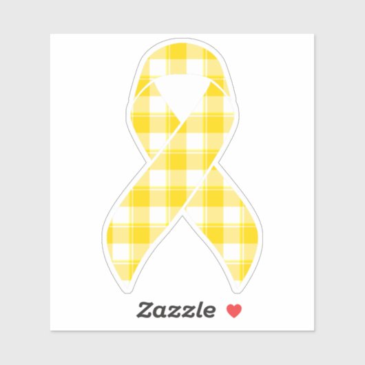 Childhood Cancer Awareness Plaid Gold Ribbon Sticker (Vel)