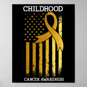 Childhood Cancer Awareness USA vlag Gold Ribbon WA Poster