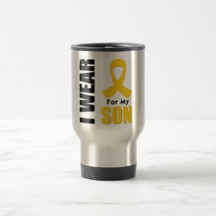 CHILDHOOD CANCER I Draag Gold Ribbon Son Reisbeker