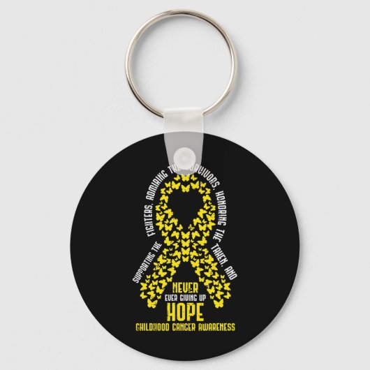 Childhood Cancer Ribbon Never Giving Up Hope Aware Sleutelhanger (Voorkant)