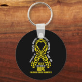 Childhood Cancer Ribbon Never Giving Up Hope Aware Sleutelhanger (Voorkant)