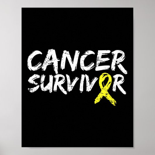 Childhood Cancer Survivor Yellow Ribbon Awareness  Poster (Voorkant)