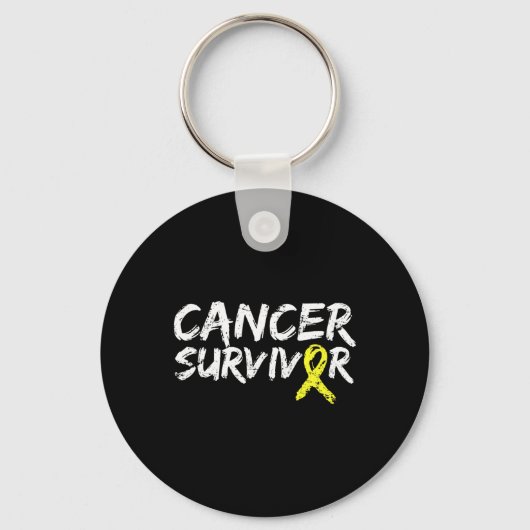 Childhood Cancer Survivor Yellow Ribbon Awareness  Sleutelhanger (Voorkant)