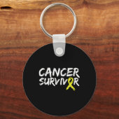 Childhood Cancer Survivor Yellow Ribbon Awareness  Sleutelhanger (Voorkant)