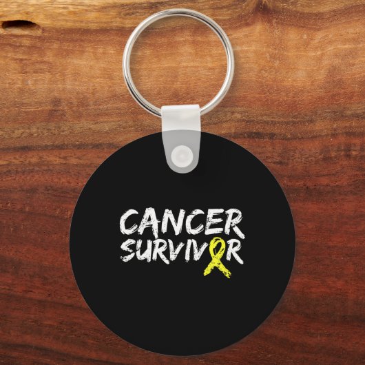 Childhood Cancer Survivor Yellow Ribbon Awareness Sleutelhanger (Voorkant)