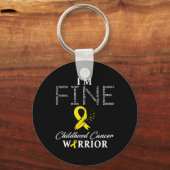 Childhood Cancer Warrior I'm Fine  Sleutelhanger (Voorkant)