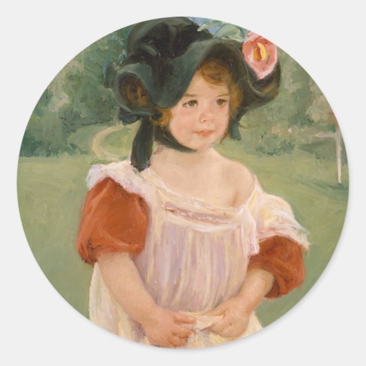 Childhood in a garden - Mary Cassatt Ronde Sticker (Voorkant)