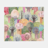 Childish Forest: Schattigee Waterverf achtergrond. Fleece Deken (Voorkant (Horizontaal))