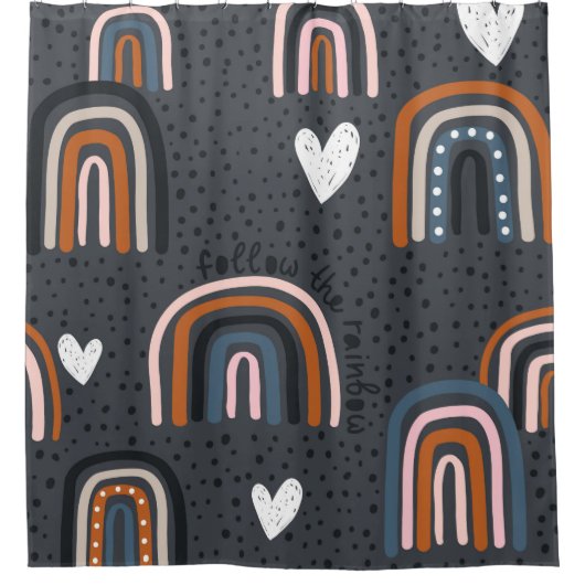 Childish seamless pattern with hand drawn rainbow, douchegordijn (Voorkant)