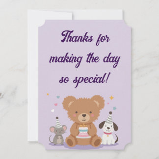 Childish Thank You Birthday Card Fun Kids Party Feestdagenkaart