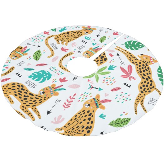 Childish Tribal Leopards Tropisch patroon Kerstboom Rok (Gekanteld)