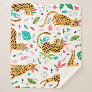 Childish Tribal Leopards Tropisch patroon Sherpa Deken