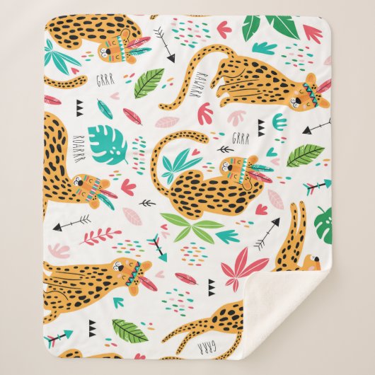 Childish Tribal Leopards Tropisch patroon Sherpa Deken (Voorkant)
