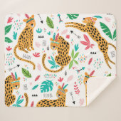 Childish Tribal Leopards Tropisch patroon Sherpa Deken (Voorkant (horizontaal))