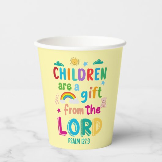 “Children Are a Gift from the Lord” (Cream) Party Papieren Bekers (Voorkant)