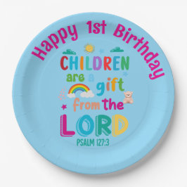 "Children Are a Gift from the Lord" Custom (blue) Papieren Bordje