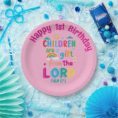 "Children Are a Gift from the Lord" Custom (Pink) Papieren Bordje (Feest)