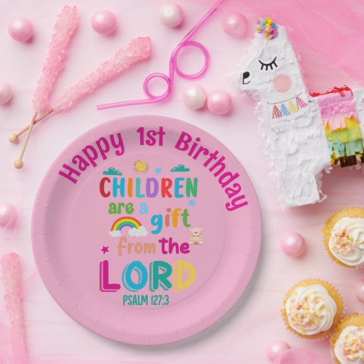 "Children Are a Gift from the Lord" Custom (Pink) Papieren Bordje (Feest)