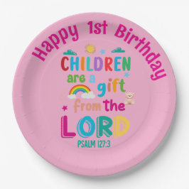 "Children Are a Gift from the Lord" Custom (Pink) Papieren Bordje