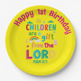 "Children Are a Gift from the Lord" Custom yellow Papieren Bordje