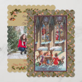 Children At The Church Window Christmas Feestdagenkaart (Voorkant / Achterkant)