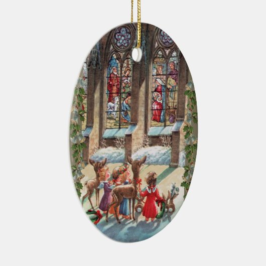 Children at the Church Window Christmas Keramisch Ornament (Rechts)