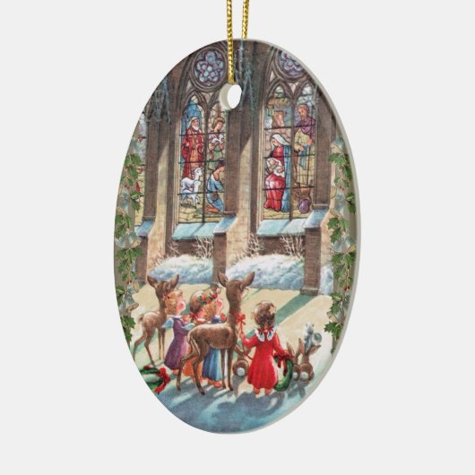 Children at the Church Window Christmas Keramisch Ornament (Links)