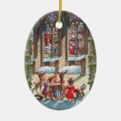 Children at the Church Window Christmas Keramisch Ornament (Voorkant)
