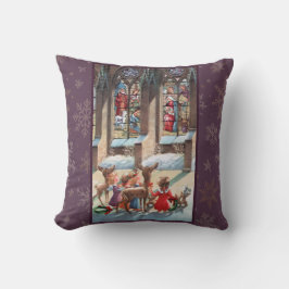 Children at the Church Window Christmas  Kussen