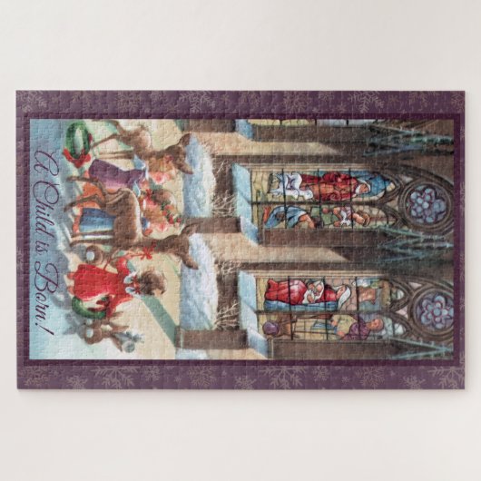 Children at the Church Window Christmas Legpuzzel (Horizontaal)
