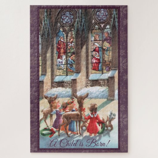 Children at the Church Window Christmas  Legpuzzel (Verticaal)