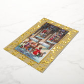 Children at the Church Window Foil Christmas Card Folie Feestdagenkaart (Gedraaid)