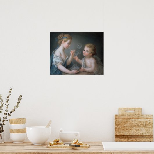 Children blowing bubbles poster (Keuken)