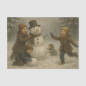 Children Building a Snowman Tissuepapier (Voorkant)