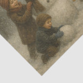 Children Building a Snowman Tissuepapier (Detail)