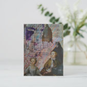 children dance cat bird cage sheet music collage briefkaart (Staand voorkant)