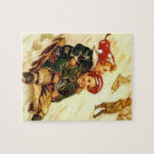 Children Fun Sledding Vintage Winter Scene Legpuzzel (Horizontaal)