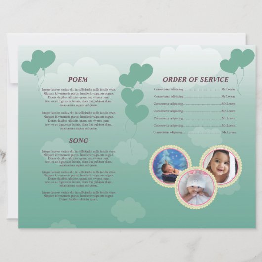 Children Funeral Program Template (Achterkant)
