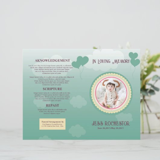 Children Funeral Program Template (Staand voorkant)