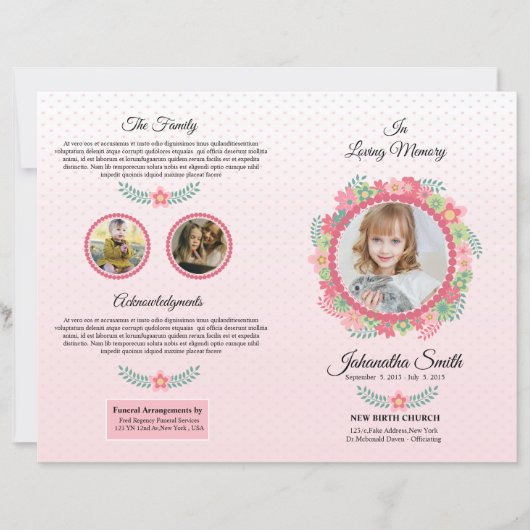 Children Funeral Program Template (Voorkant)