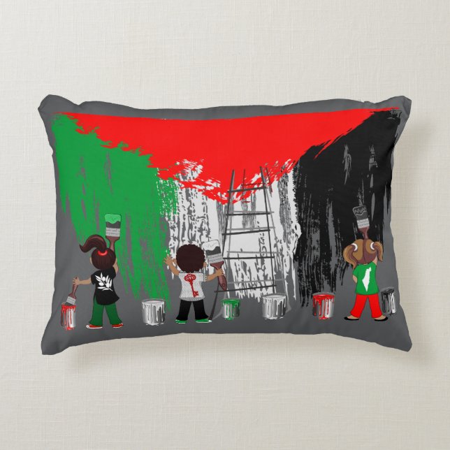 Children of Gaza Painting Palestine Flag  Accent Kussen (Voorkant)