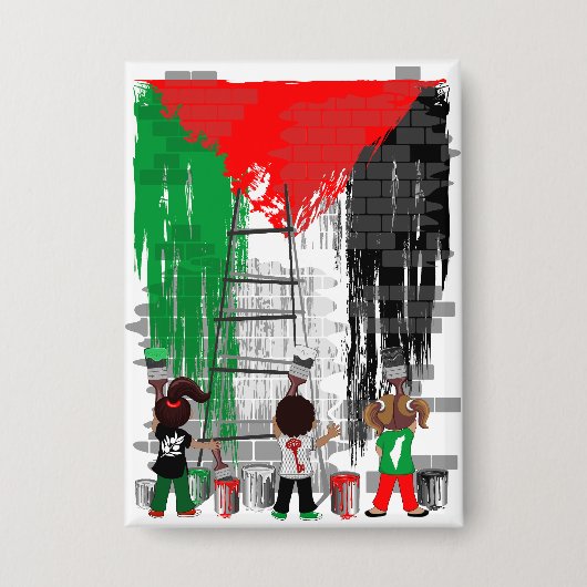 Children of Gaza Painting Palestine Flag  Button (Voorkant)