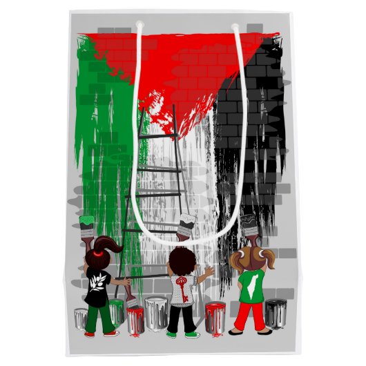 Children of Gaza Painting Palestine Flag Medium Cadeauzakje (Achterkant)