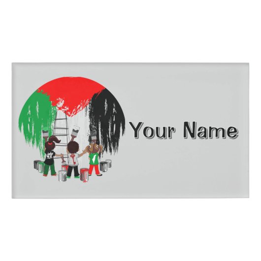Children of Gaza Painting Palestine Flag  Naambadge (Voorkant)