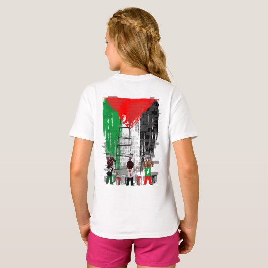 Children of Gaza Painting Palestine Flag  T-shirt (Achterkant volledig)