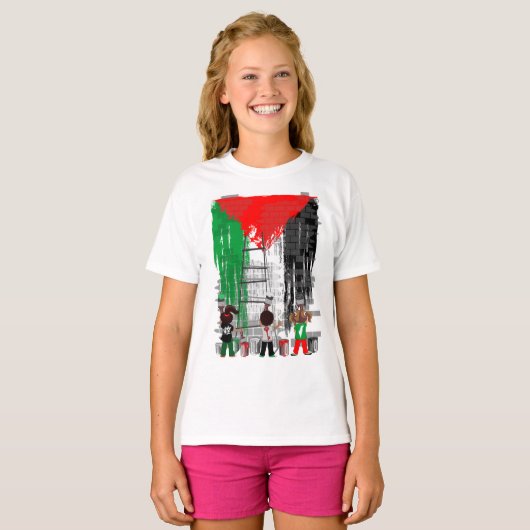 Children of Gaza Painting Palestine Flag  T-shirt (Voorkant volledig)