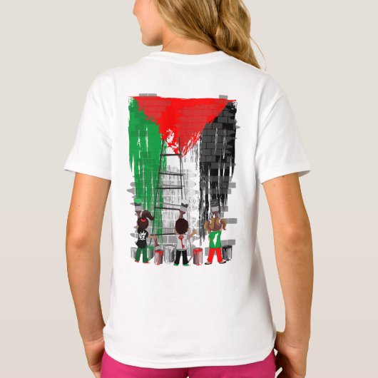 Children of Gaza Painting Palestine Flag  T-shirt (Achterkant)